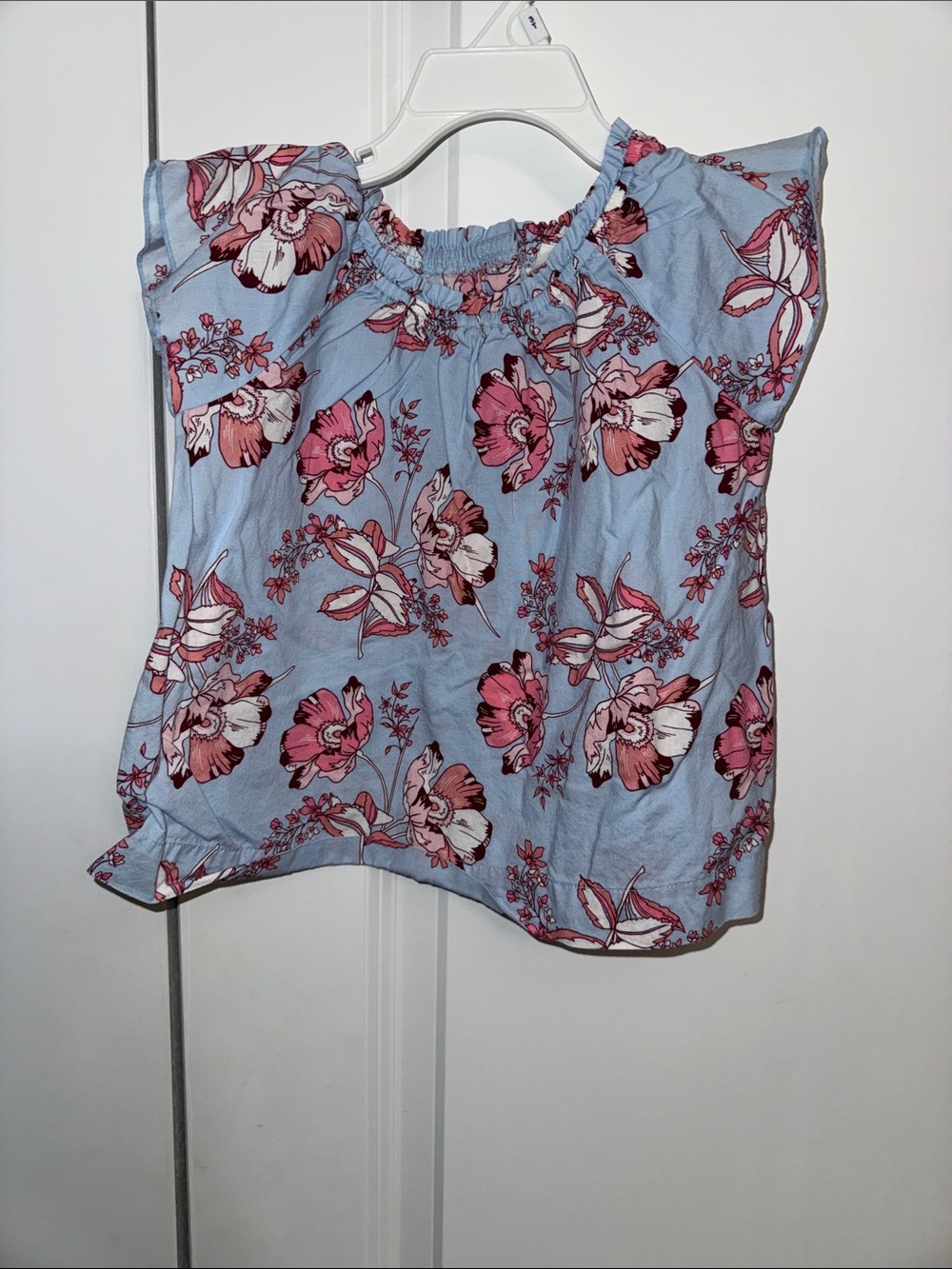 GAP Light Blue Top with Pink Floral Print